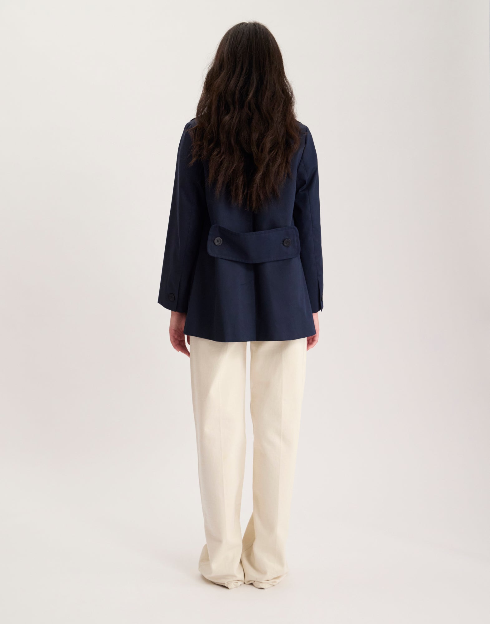 Lightweight navy blue Séraphine coat, made in France
