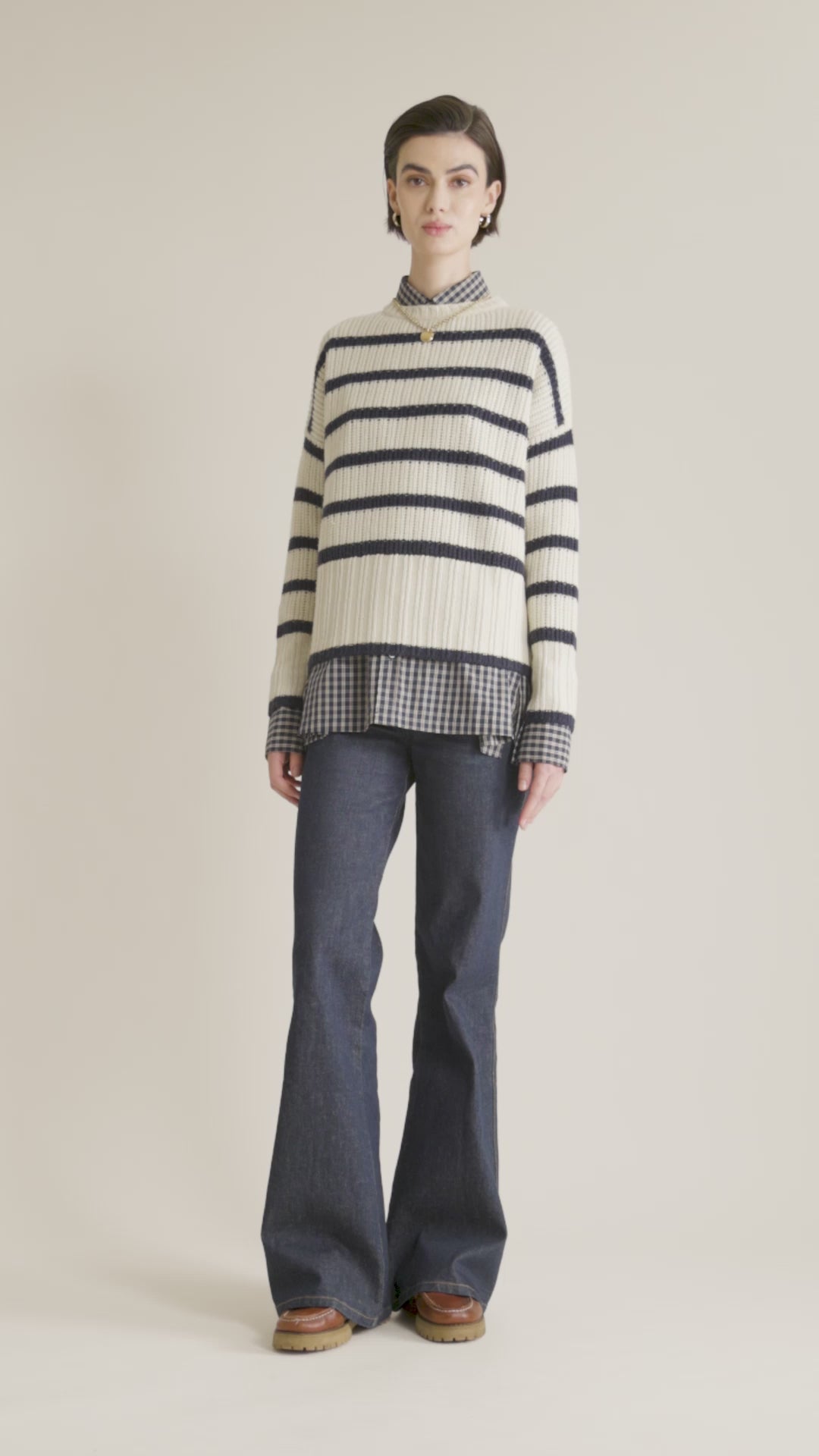 MASTER_17K139WE011-P121 ECRU NAVY-XS - video