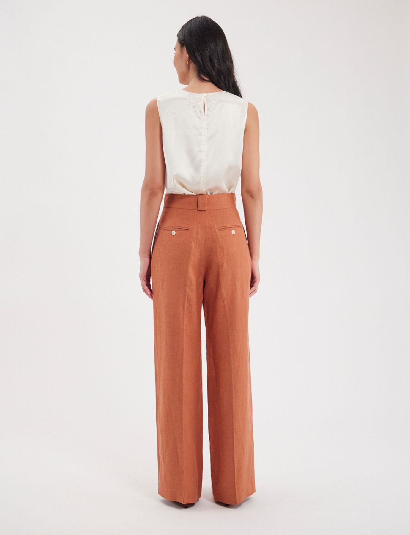 Pantalon Marlène en lin caramel