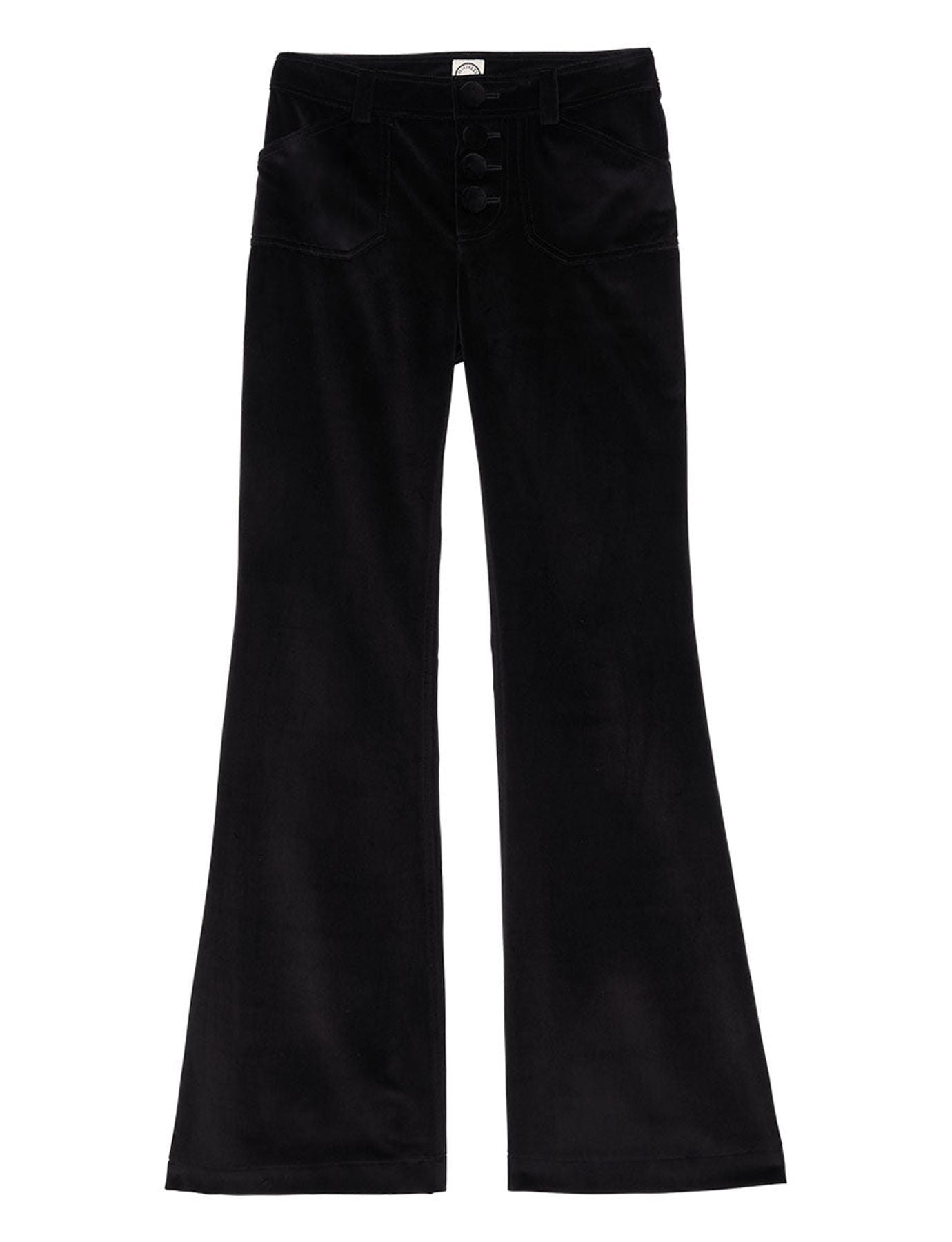 Charlotte black smooth velvet flare trousers