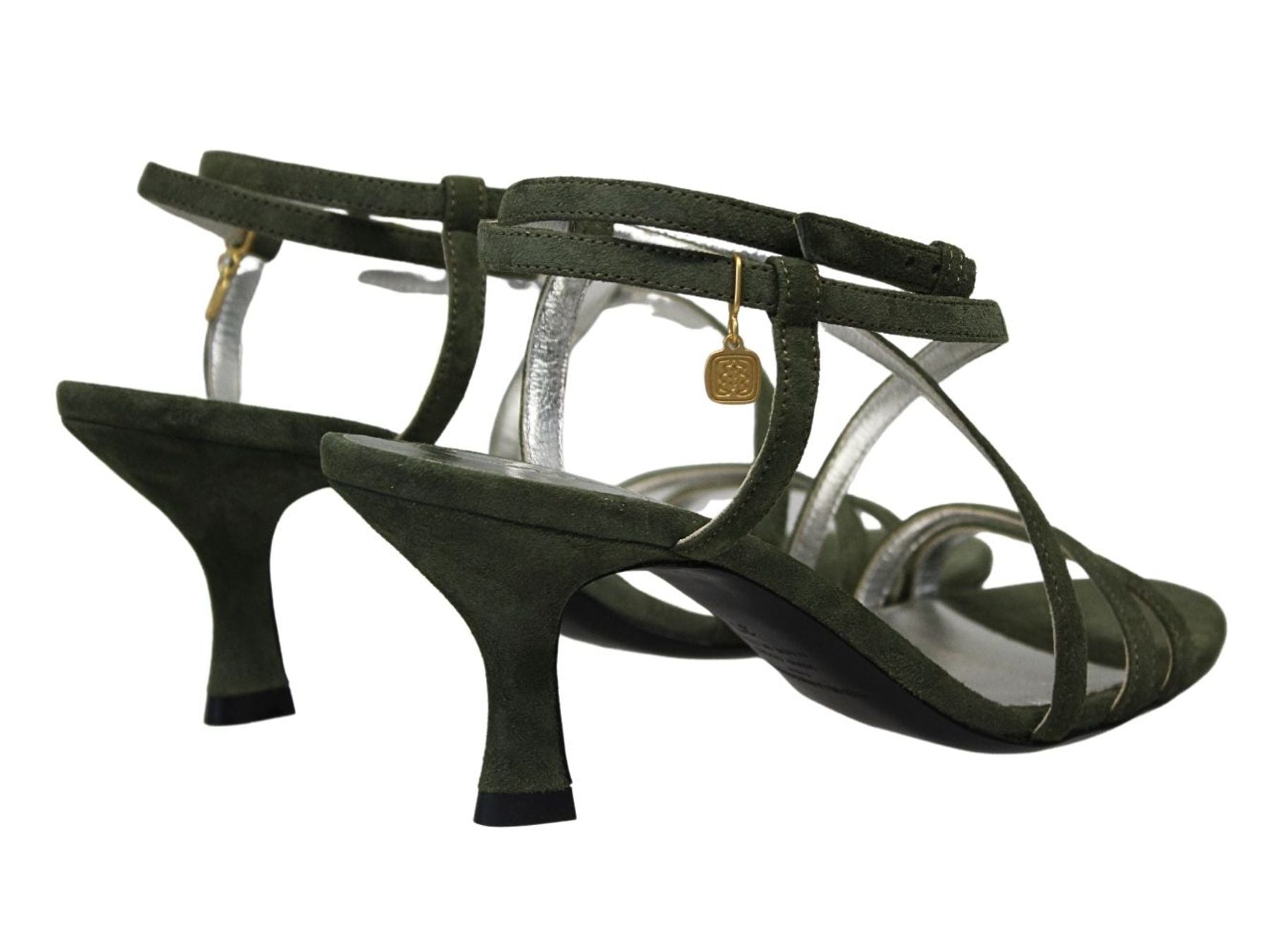 Olive green leather sandals