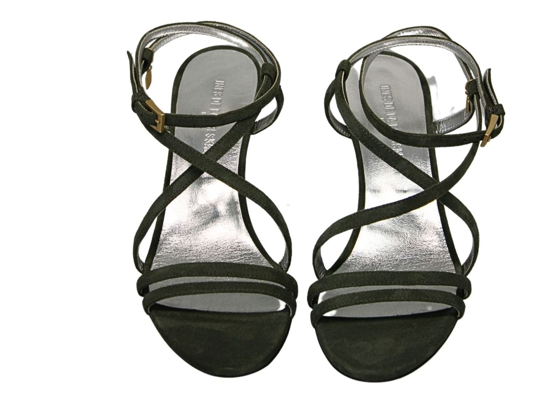 Olive green leather sandals